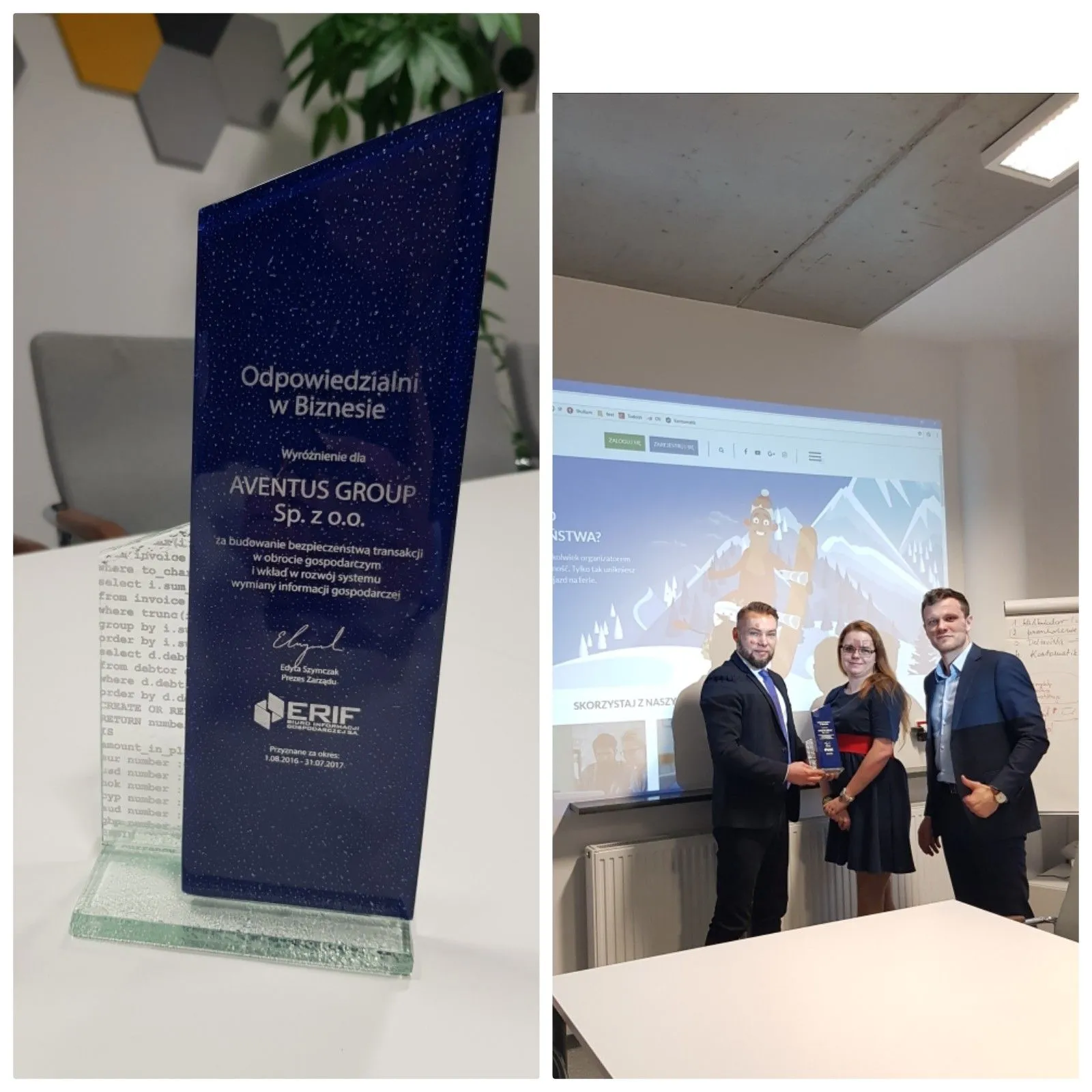 Firma Aventus Group wyróżniona certyfikatem 'Odpowiedzialni w biznesie'